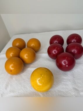 Vintage Bakelite Game Balls Lot 11 Cherry Red Butterscotch Yellow 54-57mm 1460g